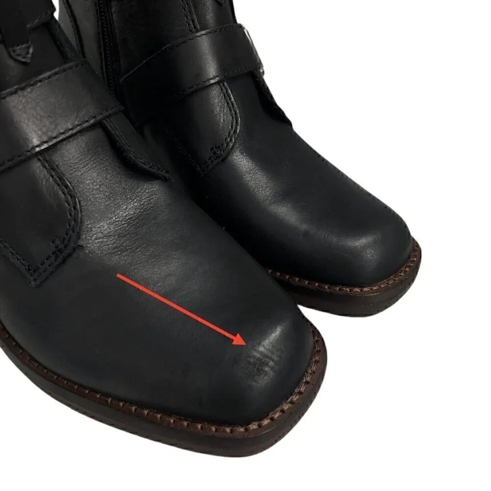 Lucky Brand Katriny Buckle Straps Riding Boot Black Leather size 6 - Picture 8 of 9